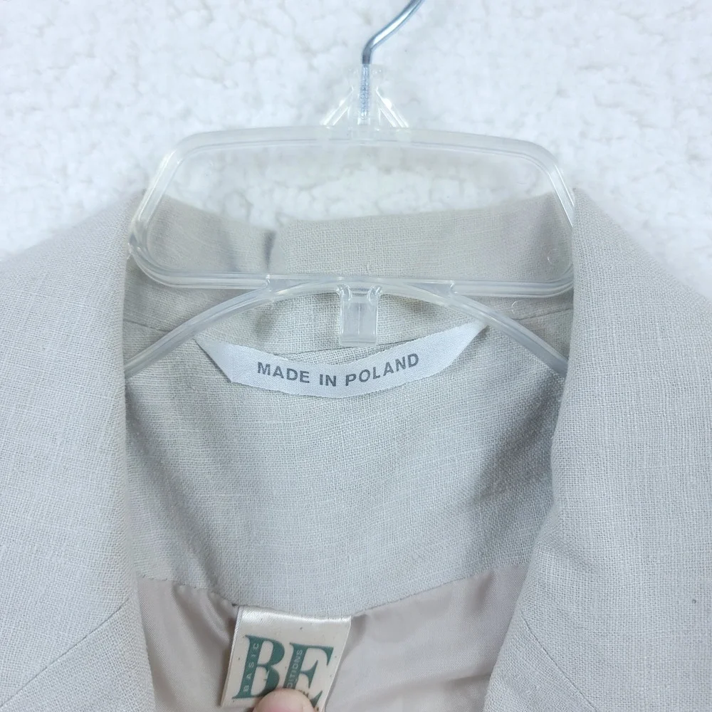 Basic Editions Vintage 90s Linen Blazer Jacket Women Small Beige Two Button